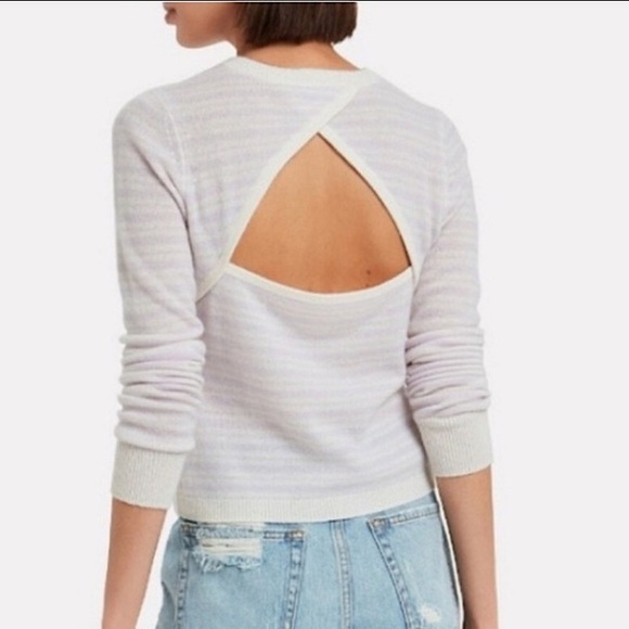 NWT Intermix Noelle Cashmere Striped Crossover Back Sweater - Picture 15 of 15